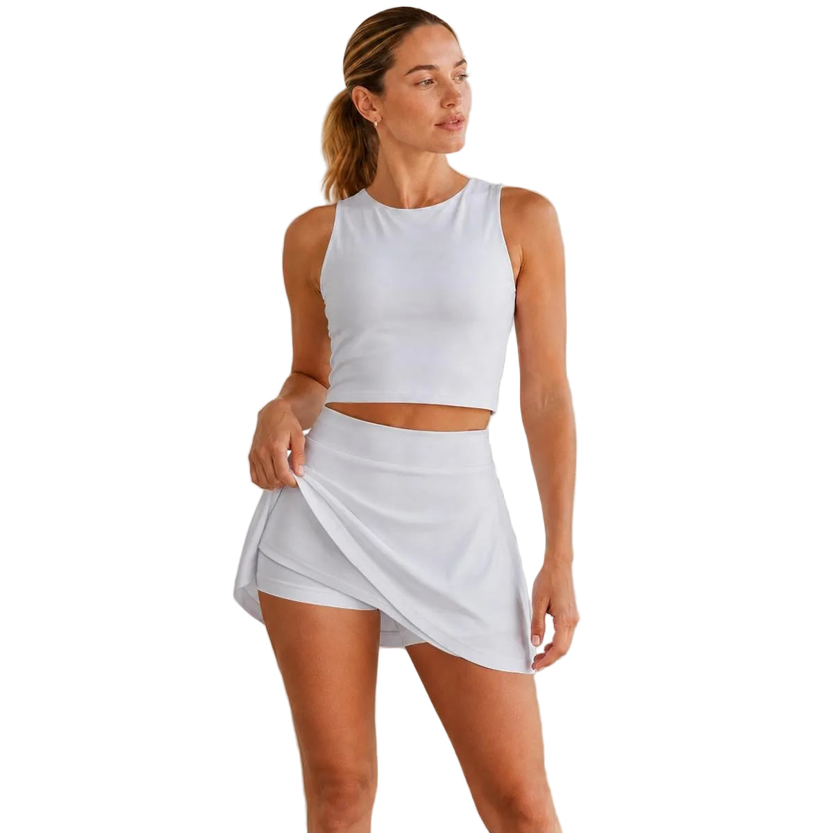 Pick Any Print from our Shop - Women’s Athletic Skort Set with Open-Back Crop Top