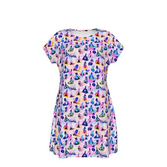 Princess And Classic Animation Silhouettes - Women's T-Shirt Dress