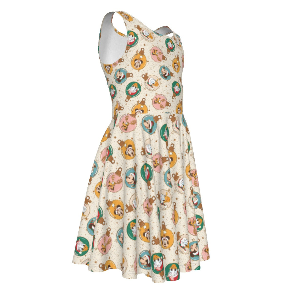 Golden Holiday Baubles - Kid's Sleeveless Skater Dress
