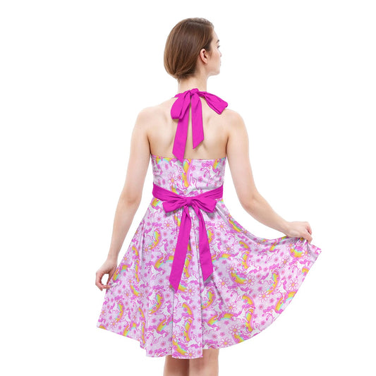 Unicorn Rainbows - Women's Halter Vintage Pocket Dress