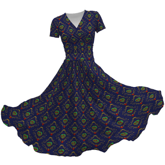 Poison Apple - Women's V-Neck Ruched Midi Dress