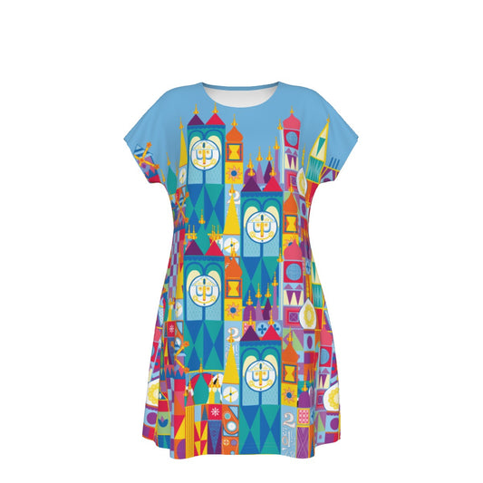 Whimsical World Facade - Women's T-Shirt Dress