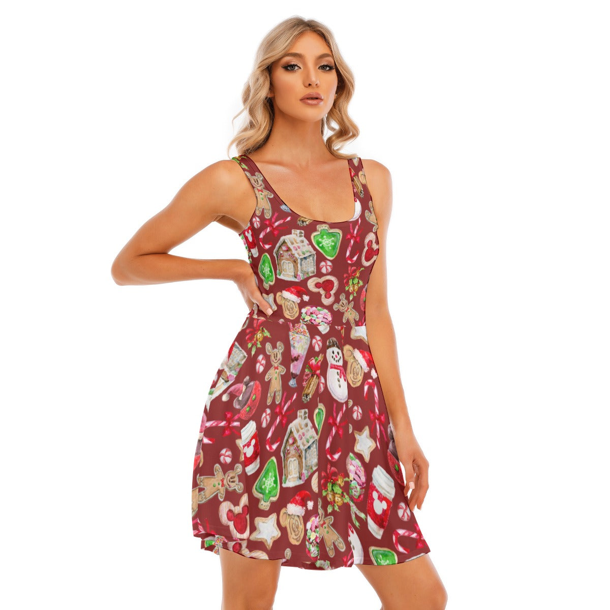 Christmas Snack Goals - Women's Sleeveless Pocket Skater Dress