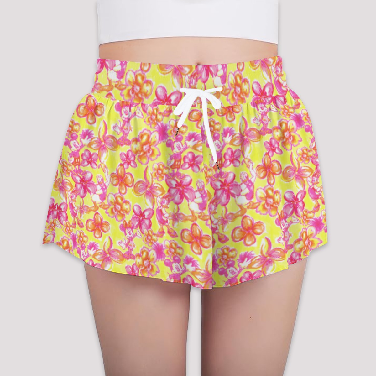 Neon Tropical Floral Friendsends - Girls’ Flowy Pocket Shorts