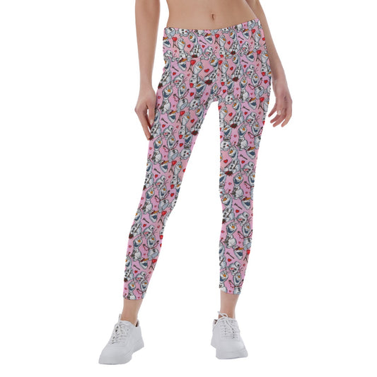 Sketched Snowman Valentine’s Day - Women's Yoga Leggings