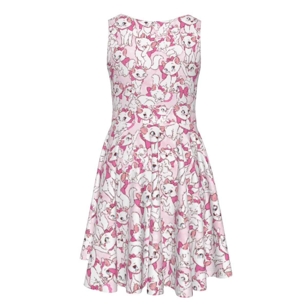 Sweet Kitten with Pink Bow- Kid's Sleeveless Skater Dress