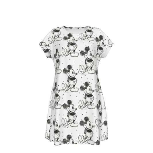 Sketch of Classic Mouse - Women's T-Shirt Dress