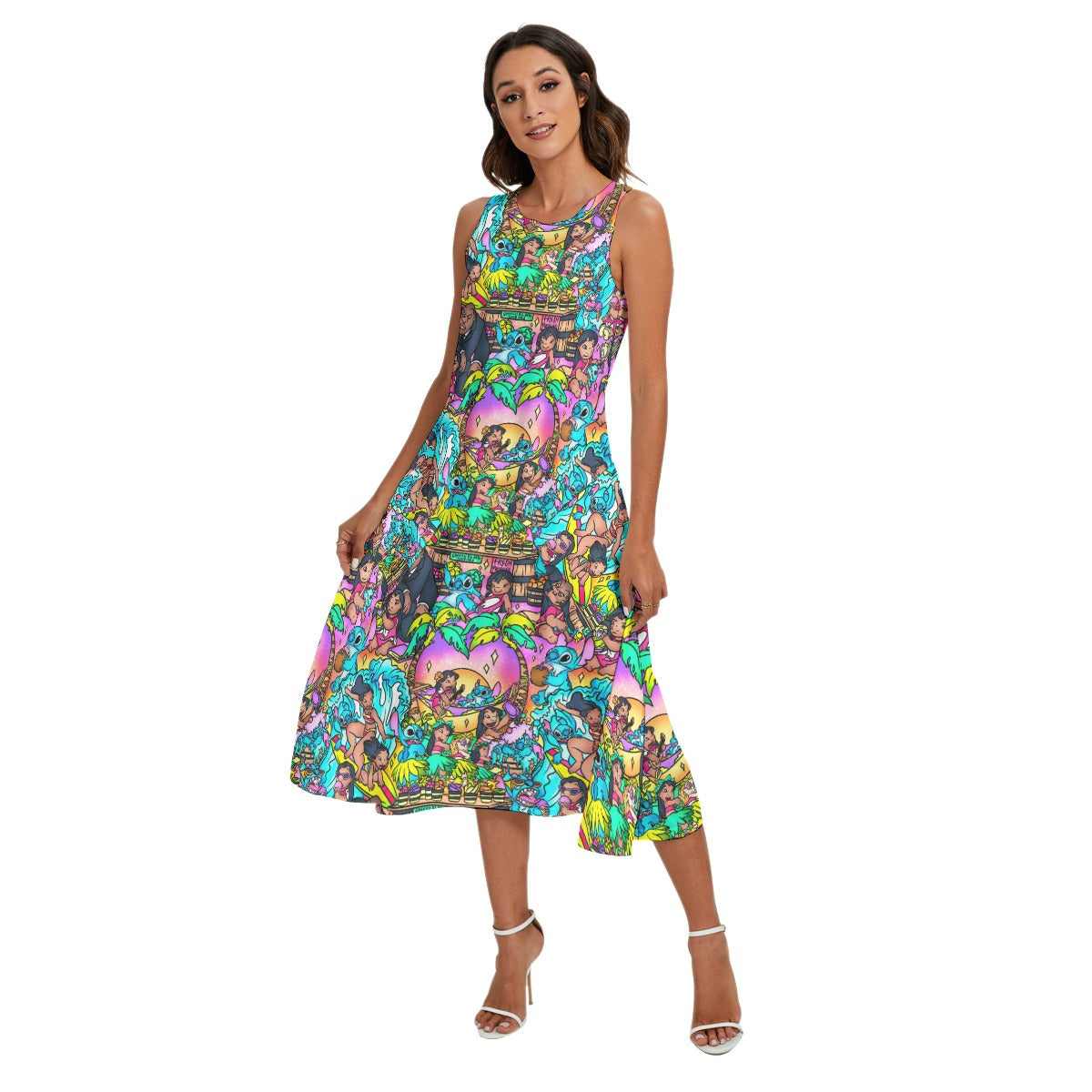Ohana Island Storybook Scenes - Women’s Diagonal Pocket Midi Dress