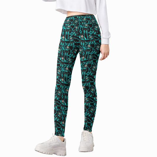 Electric Neon Grid Adventure - Kid's Leggings