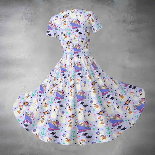 Spooky Sea Ghosts - Women's V-Neck Ruched Midi Dress