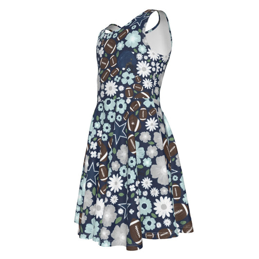 Blue Star Blooms - Kid's Sleeveless Skater Dress