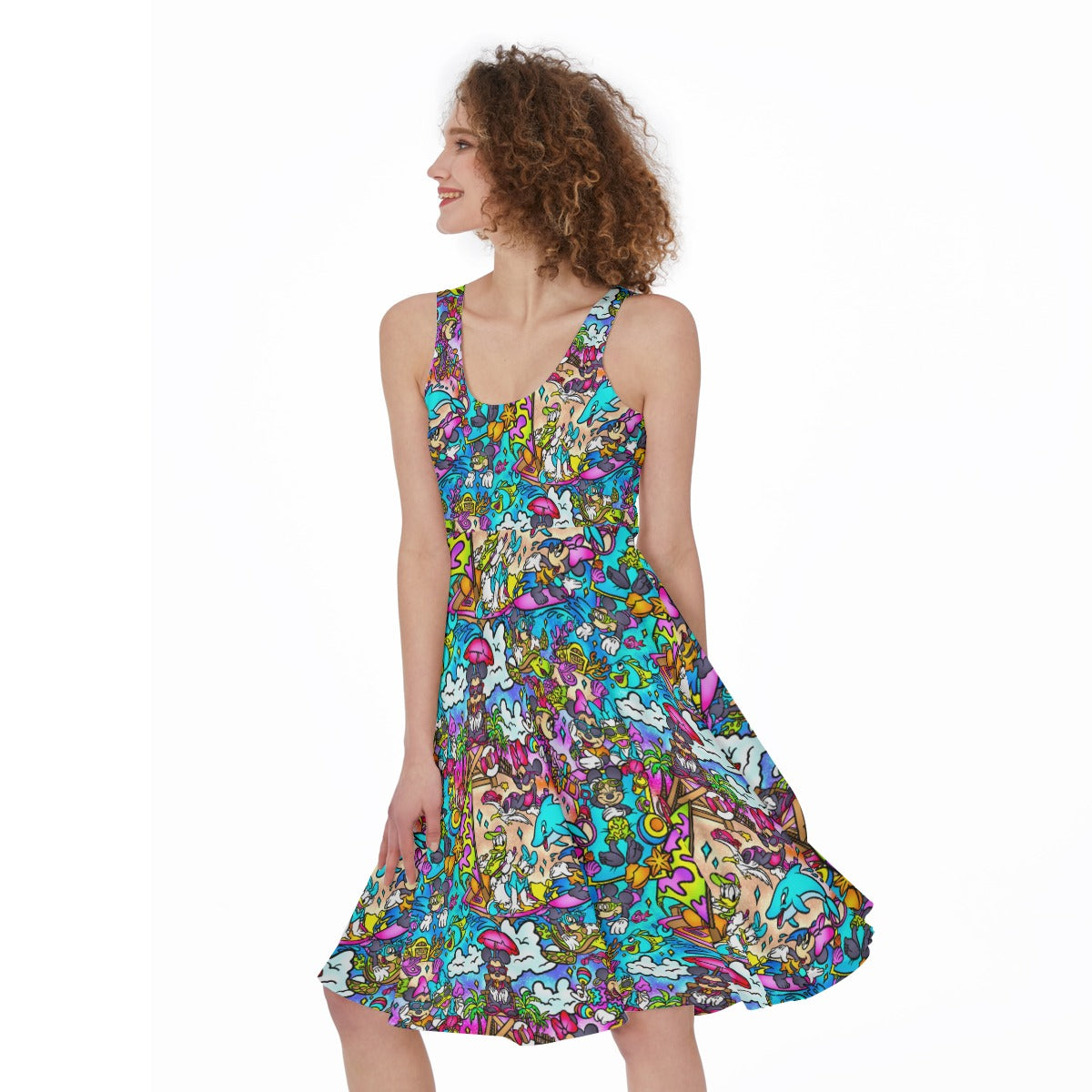 Island Beach Bash - Pocket Midi Skater Dress