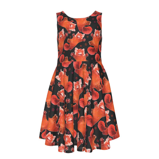 Scribbly Red Panda - Kid's Sleeveless Skater Dress