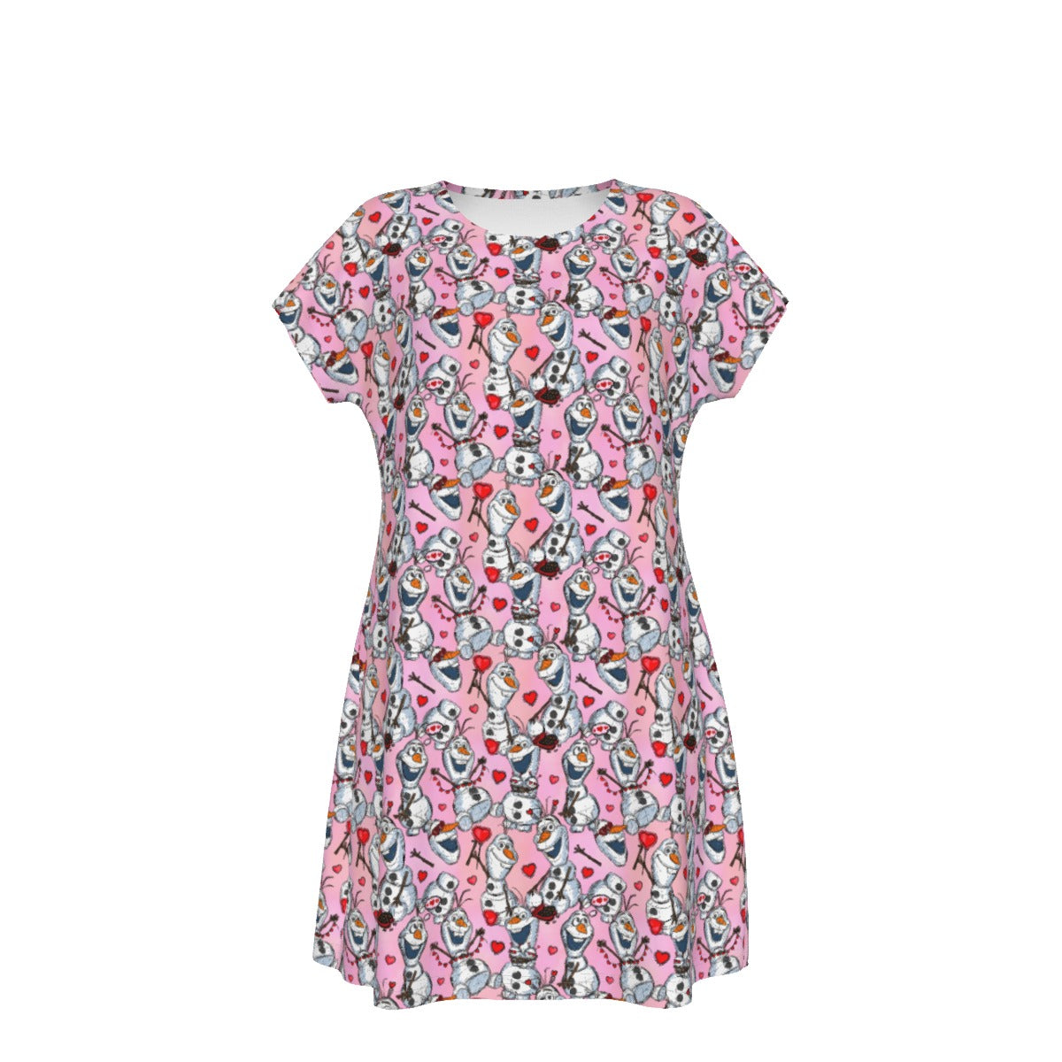 Sketched Snowman Valentine’s Day - Women's T-Shirt Dress
