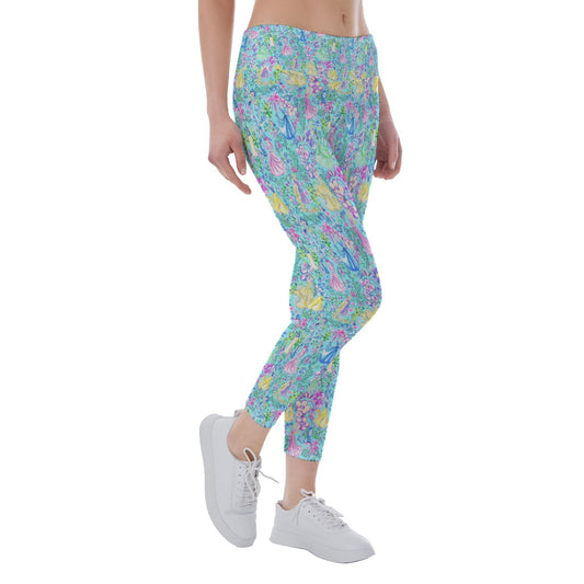 Bright Tropical Princess - Royal Garden Mashup - Women's Yoga Leggings