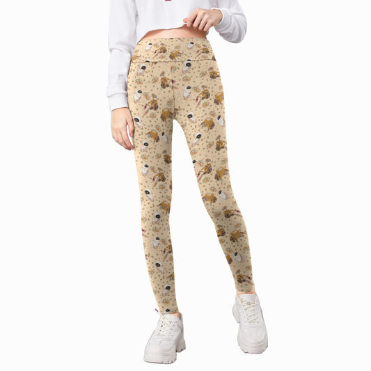 Botanical Robot Love Story - Kid's Leggings