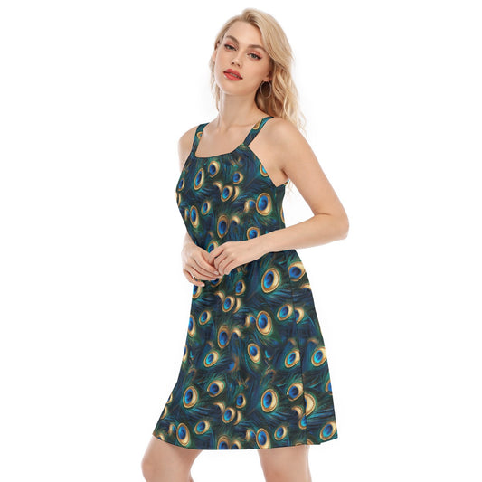 Animal Print - Peacock - Women’s Adjustable Sundress