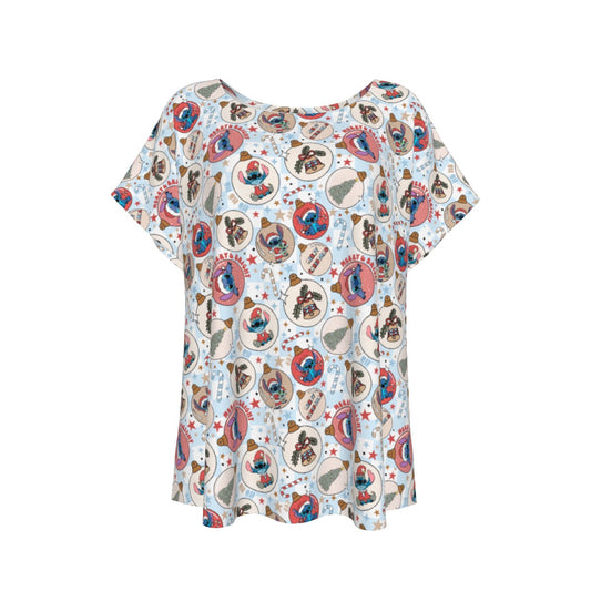 Festive Elf and Ornament Fun - Women’s Relaxed Fit Scoop Tee