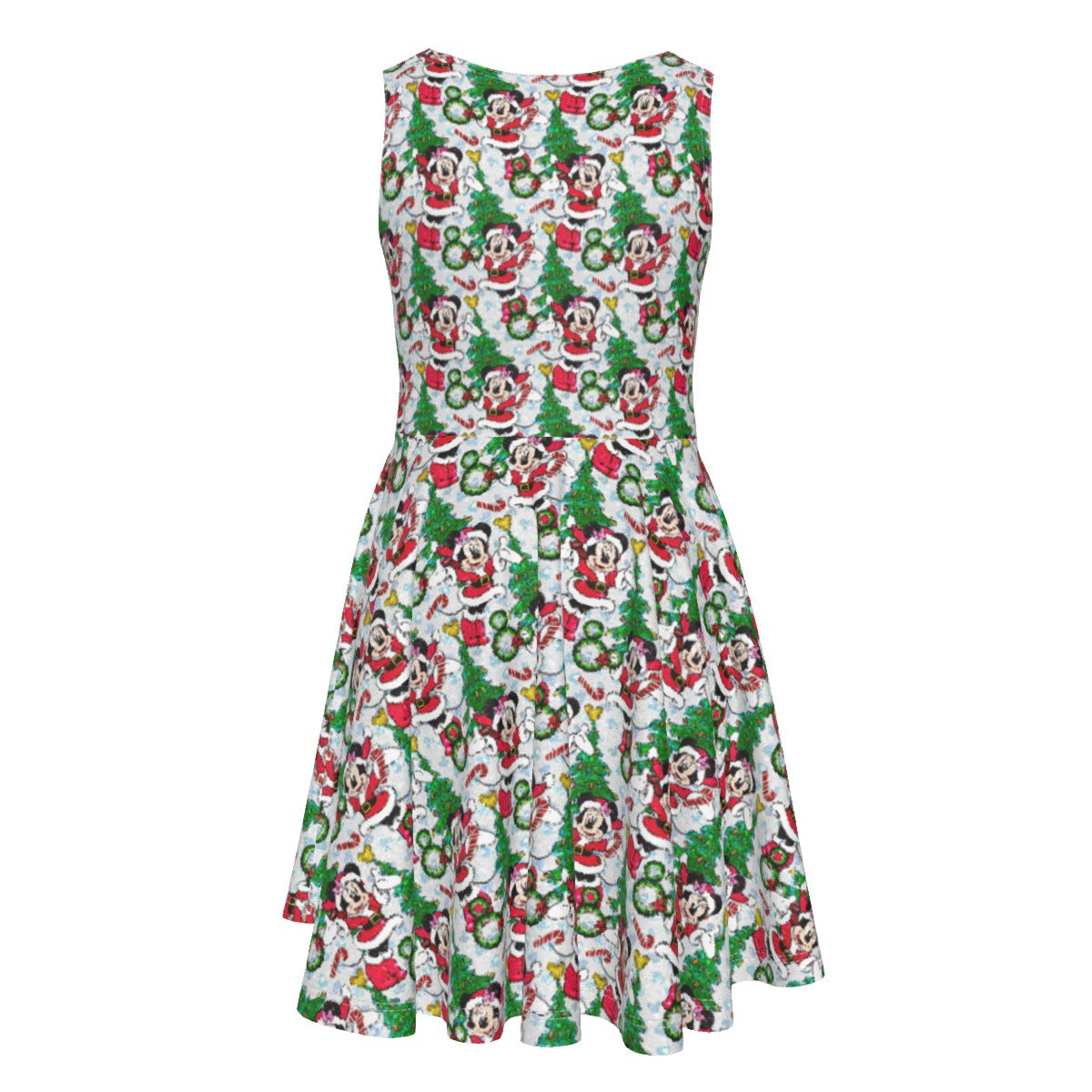 Santa Mouse with Sparkle - Kid's Sleeveless Skater Dress