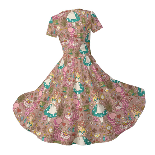 Whimsical Wonderland Cottagecore - Women's V-Neck Ruched Midi Dress