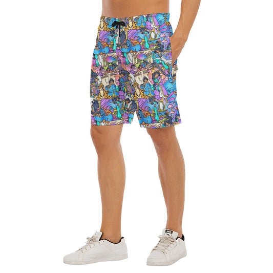 Magic Carpet Storybook Scenes - Men’s Pocket Beach Shorts