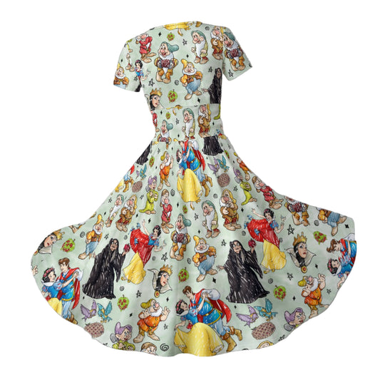 Fairest Crew Sketch - Women's V-Neck Ruched Midi Dress