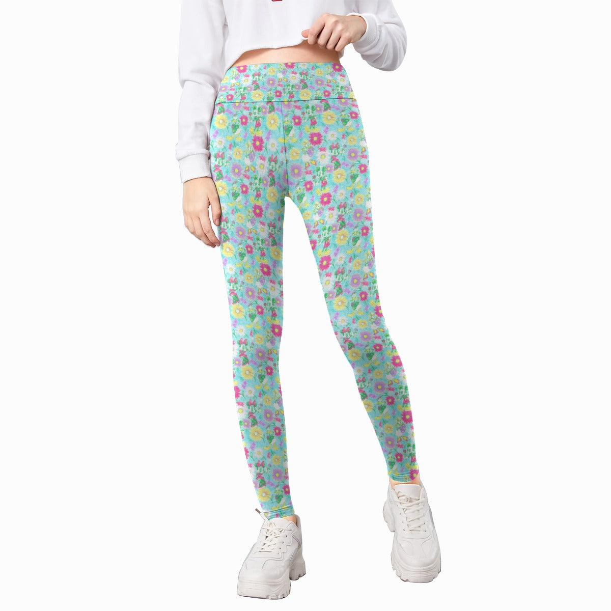 Neon Spring Floral Friends - Kid's Leggings