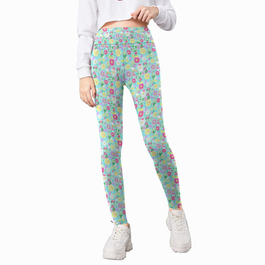 Neon Spring Floral Friends - Kid's Leggings