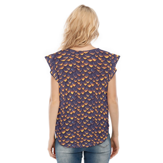 Animal Print - Dragon - Women’s Flutter Sleeve Top