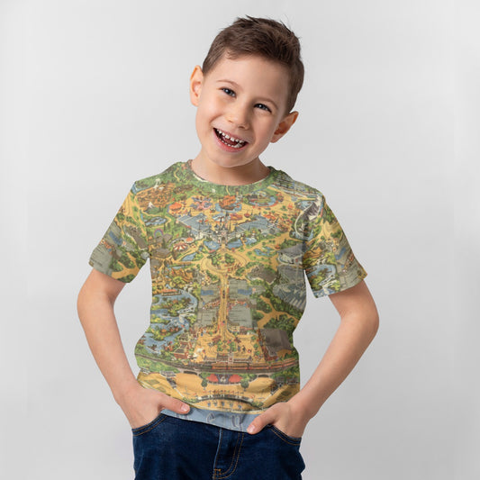 Vintage Theme Park Map - Kid’s Short Sleeve T-Shirt