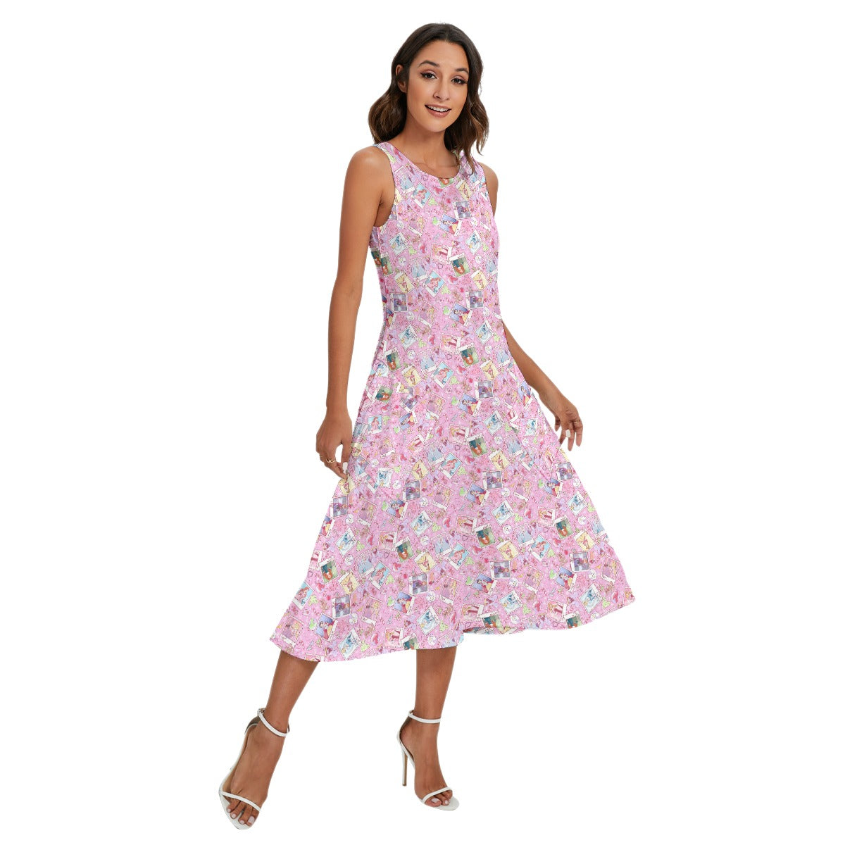 Holiday Winter Princess Christmas Snapshots - Women’s Diagonal Pocket Midi Dress