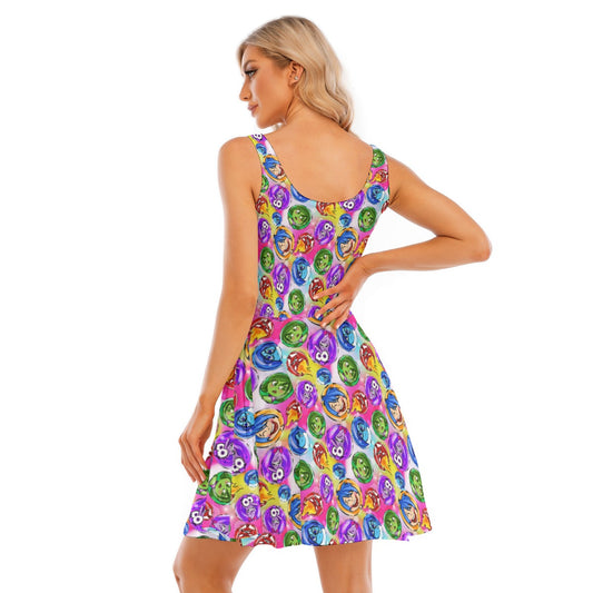Inside Out Emotions - Women's Sleeveless Pocket Skater Dress