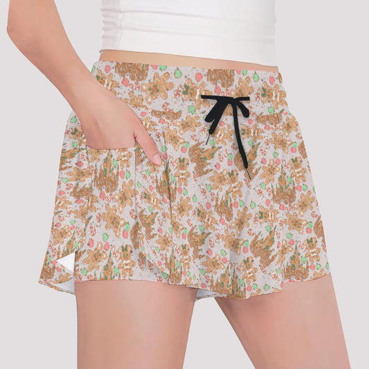 Festive Gingerbread Treats - Girls’ Flowy Pocket Shorts