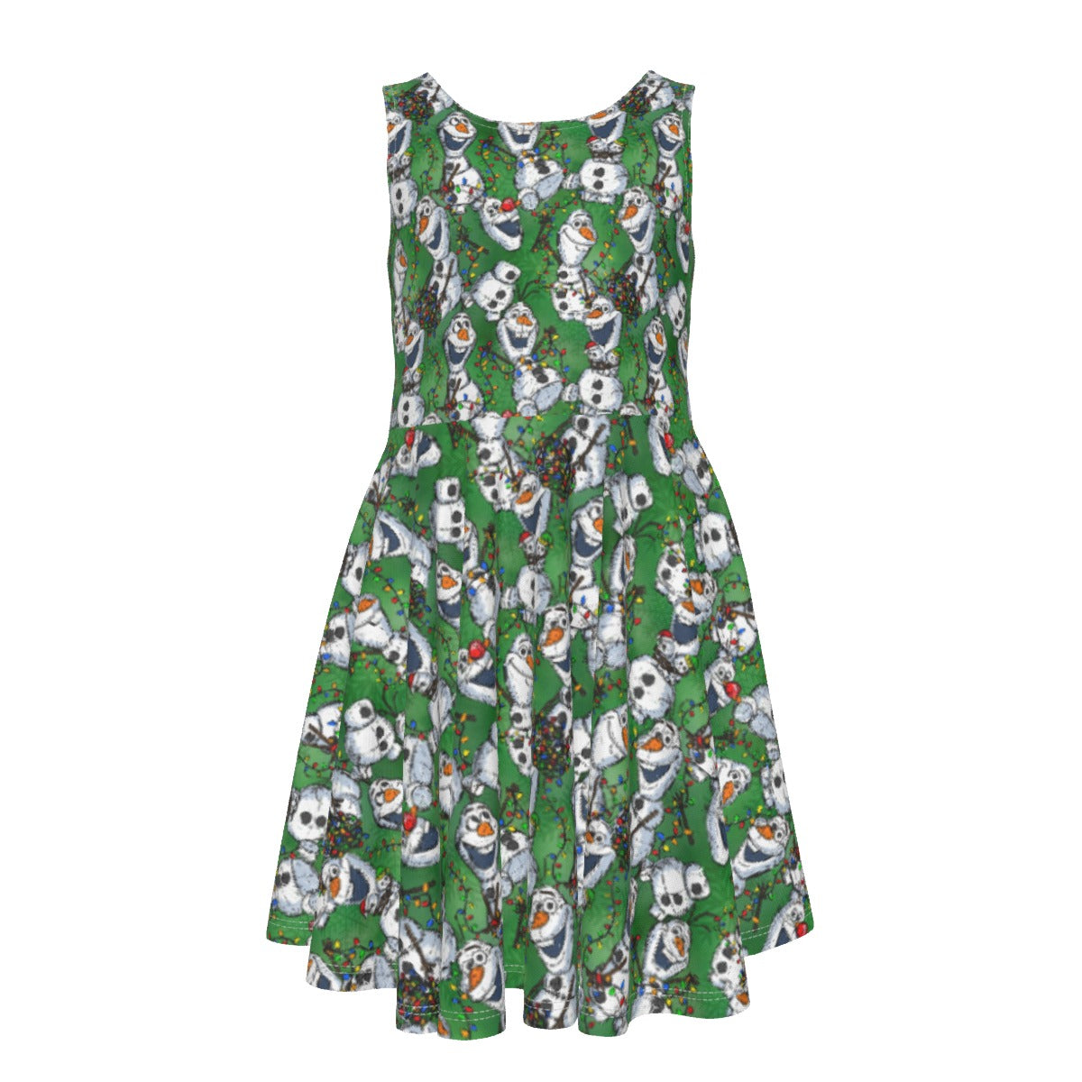 Sketched Snowman Christmas - Kid's Sleeveless Skater Dress