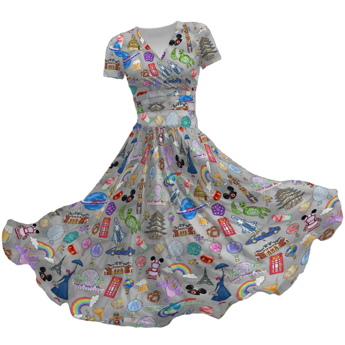 EC Around The World Experience - Women's V-Neck Ruched Midi Dress