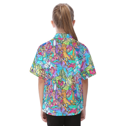 Under the Sea Storybook Scenes - Kid's Hawaiian Button Up Shirt