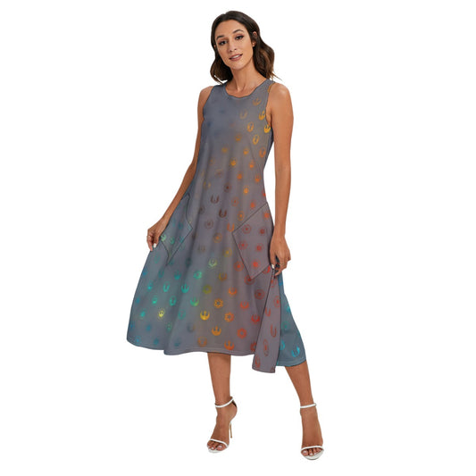 Galaxy Far Away - Women’s Diagonal Pocket Midi Dress