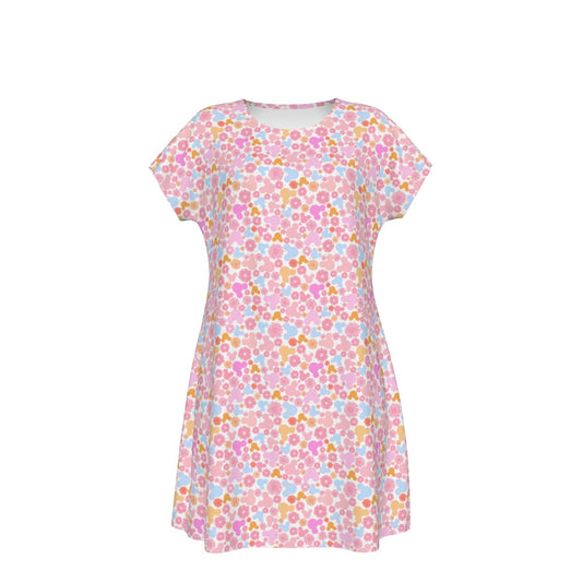 Retro Floral Mouse - Women's T-Shirt Dress