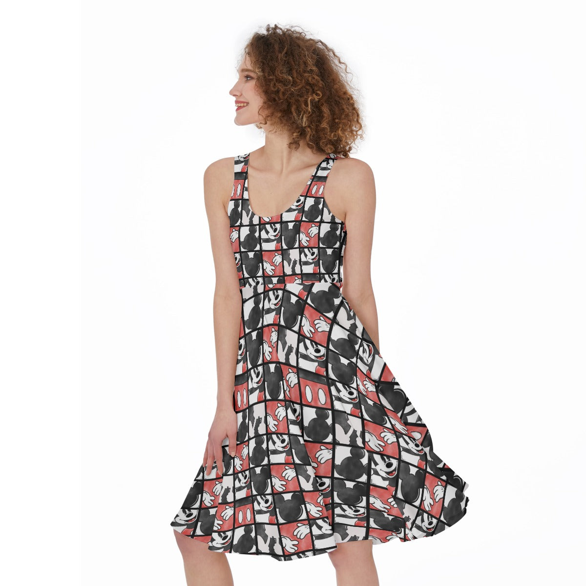 Mouse Block Party - Pocket Midi Skater Dress