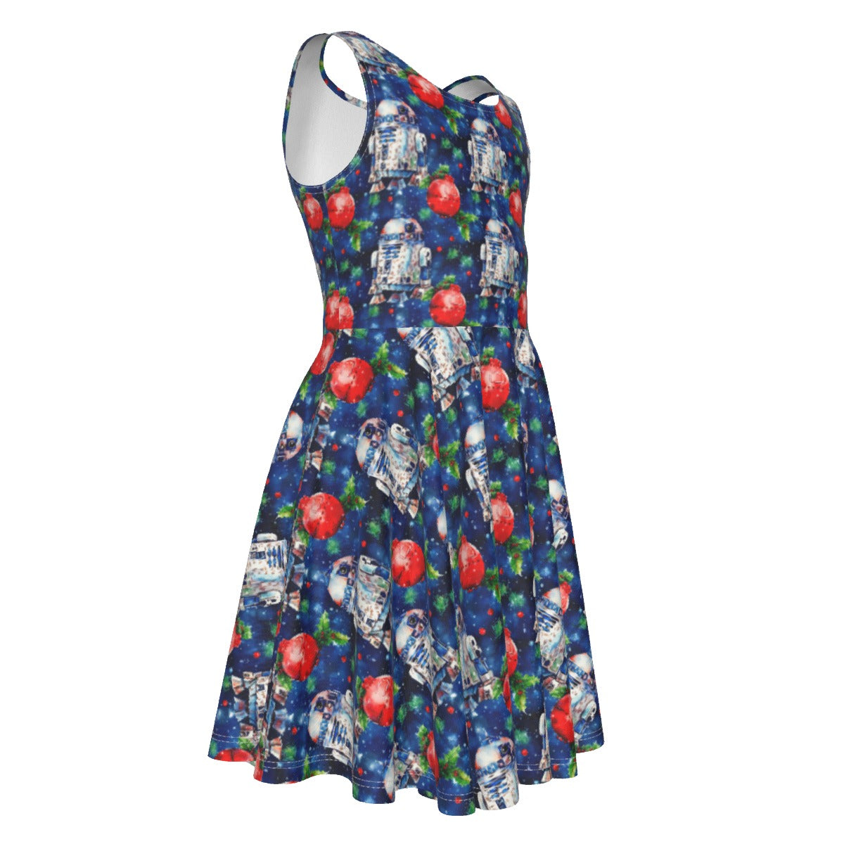 Little Blue Christmas Droid - Kid's Sleeveless Skater Dress