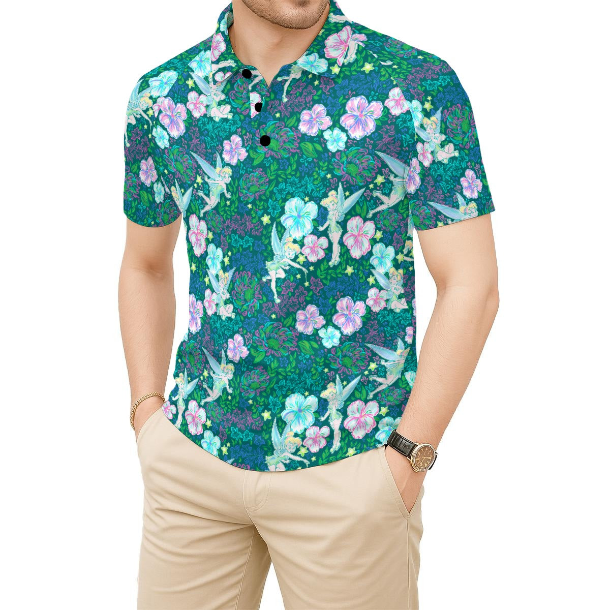 Pixie in Neon Blooms - Men's Polo Shirt