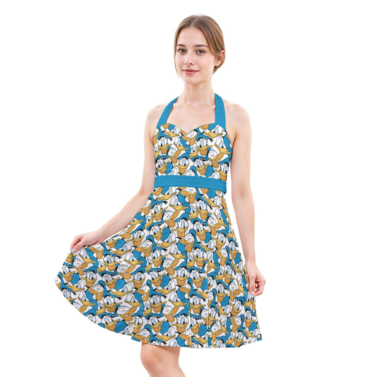 Many Faces of Feisty Duck - Women's Halter Vintage Pocket Dress