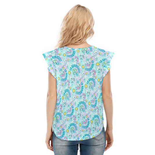 Sun-Kissed Snow Friend - Women’s Flutter Sleeve Top