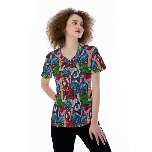 Superhero Stitch - Heroes Assembled - Women's Short Sleeve V-Neck T-Shirt