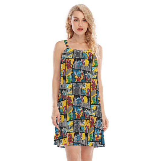 Superhero Stitch - Comic Action - Women’s Adjustable Sundress