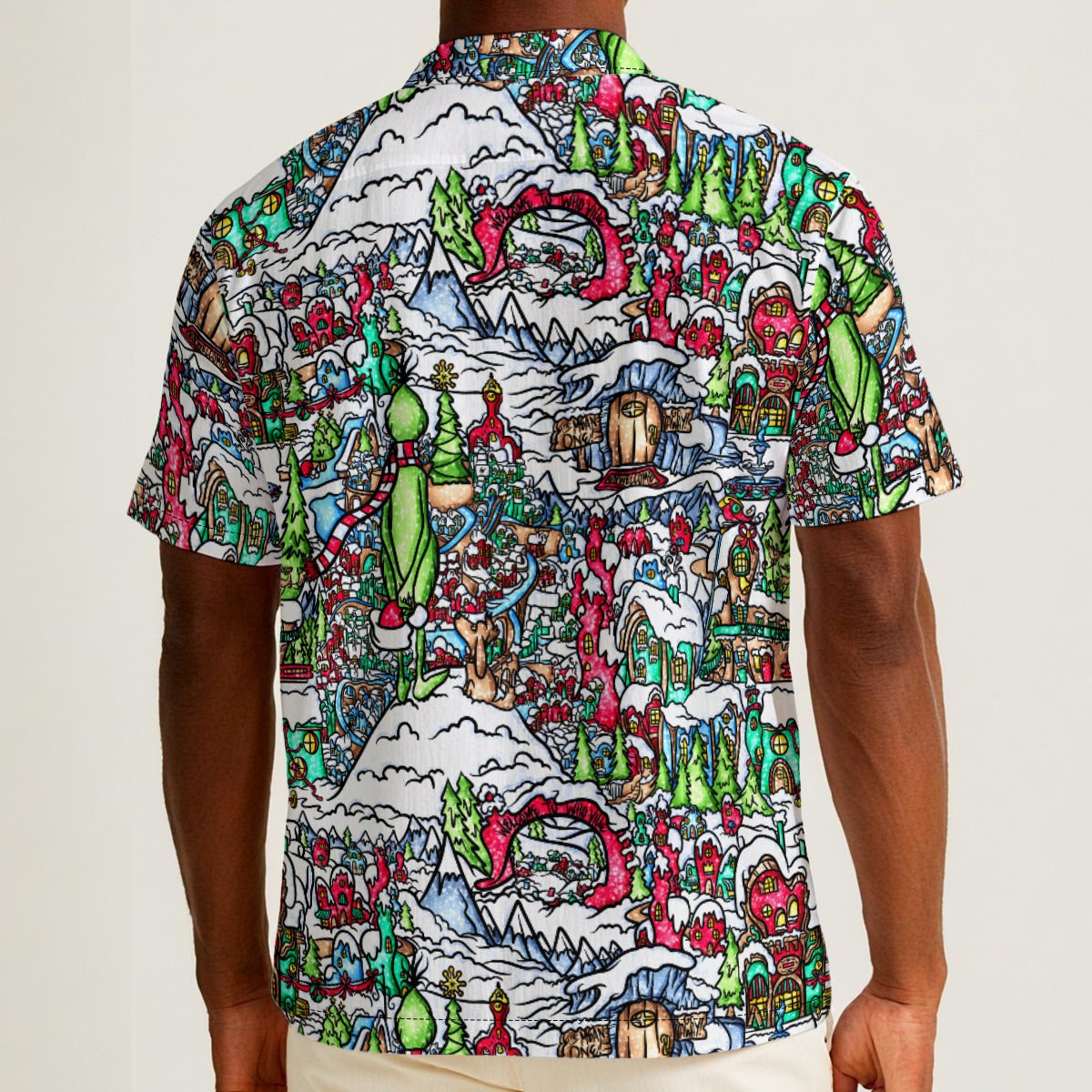 Whimsical Village Winter Wonderland - Men’s Cotton-Rich Button Up Shirt