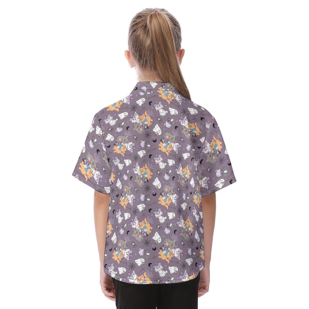 Spooky Fancy Felines - Kid's Hawaiian Button Up Shirt