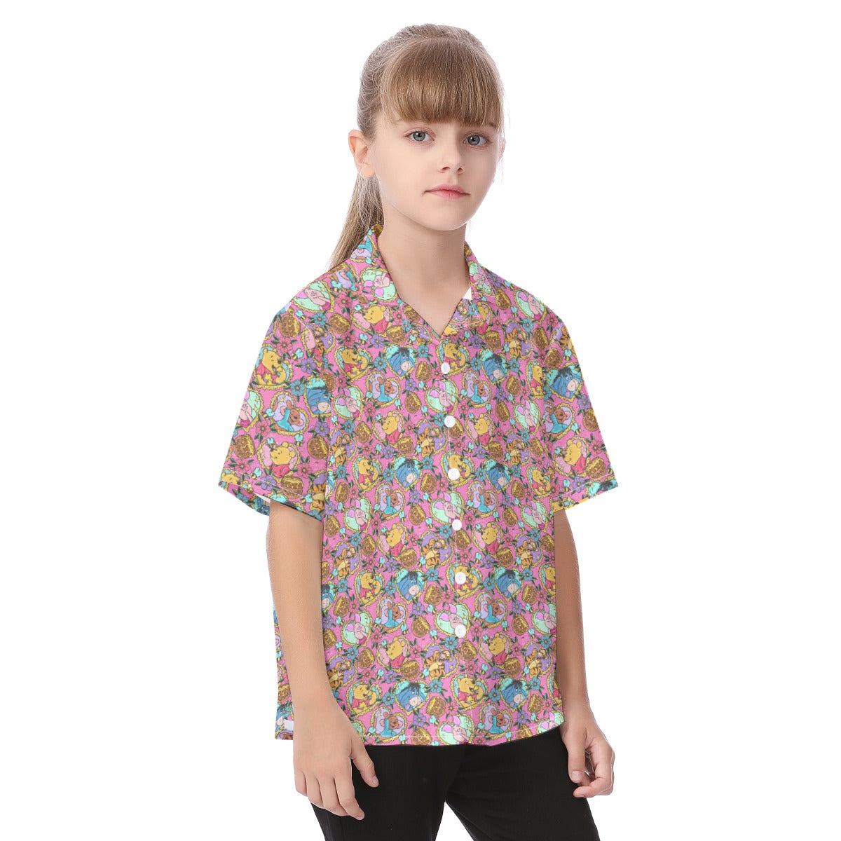 Tattoo Hearts Woodland Friendsends - Kid's Hawaiian Button Up Shirt