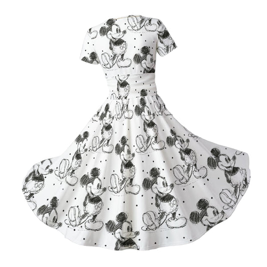 Sketch of Classic Mouse - Women's V-Neck Ruched Midi Dress