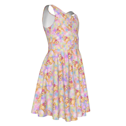 Watercolor Honey Bear - Kid's Sleeveless Skater Dress
